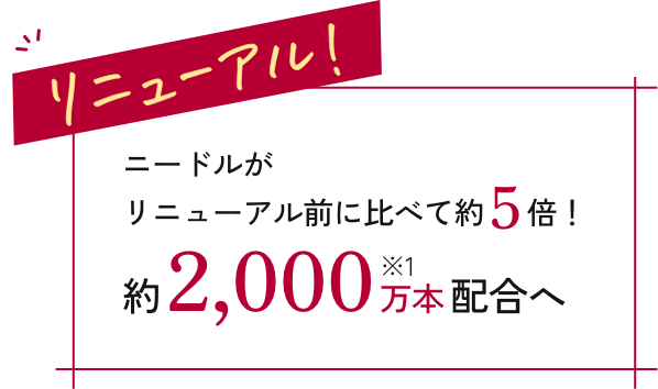 リニューアル ニードルの結晶がリニューアル前に比べて約5倍!